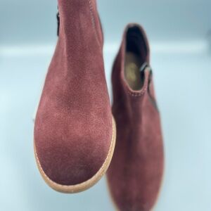 Burgundy Suede Ankle Boots
